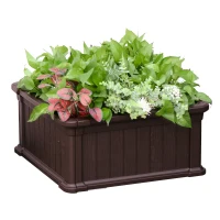 Outsunny 24'' x 24'' x 12'' Raise Garden Bed, Planter Box, Above Ground Garden for Flowers, Herb, Vegetables with Easy Assembly, Brown(m-1)