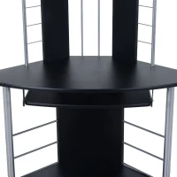 HOMCOM Corner Computer Desk Table with Keyboard Tray CPU Stand Printer Platform Black(m-5)