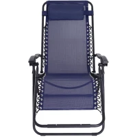 Outsunny Zero Gravity Lounger Adjustable Patio Lounge Chair Foldable Reclining Seat Outdoor Garden Portable Recliner Dark Blue(m-5)