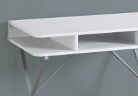 Monarch 31" Contemporary Compact Computer Desk with Metal Legs and Storage Cubbies - White / Silver Metal(m-3)