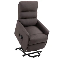 HOMCOM Power Lift Assist Recliner Chair for Elderly with Remote Control, Linen Fabric Upholstery, Brown(m-12)