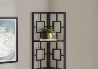Monarch 62" H Transitional Decorative 4-Tier Corner Etagere Bookcase - Black / Black Metal(m-3)