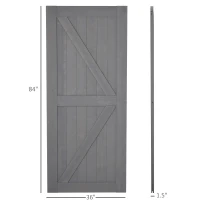 HOMCOM 7' H x 3' W Sturdy Sliding Barn Door, Unfinished Solid Spruce Wood Frame with Pre-Drilled Holes, Grey(m-3)
