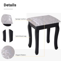 HOMCOM Wooden Makeup Vanity Dressing Table Set with 360° Rotating Oval Mirror, 3 Drawers and Padded Stool for Bedroom(m-6)