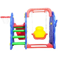 Qaba Sturdy Playground Set - Indoor/Outdoor - Blue/Red - Ages 2-7(m-8)