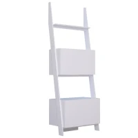 HOMCOM 3 Tier Ladder Shelving Unit 2 Cabinet White(m-1)
