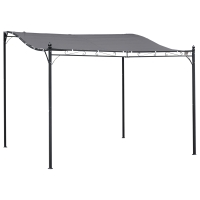 Outsunny Durable 10x10 Steel Pergola, Wall-Mounted with Canopy for Patio Perfect for Homeowners, Gray
