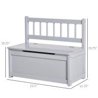 Qaba 2-in-1 Kids Wooden Toy Organizer Chest Storage Box with Seat Bench Cabinet Chunk Cube with Safety Pneumatic Rod Gray(m-3)