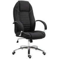Vinsetto Office Chair Ergonomic Design Linen Surface Foam Padded w/ Adjustable Height & Armrest Black(m-2)