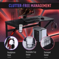 HOMCOM 47 inch Gaming Desk, Racing Style Computer Table, Home Office Workstation with Rotatable Cup Holder, Headphone Hook, Gamepad Stand, Wire Port, Black(m-4)