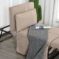 HOMCOM 4-in-1 Multi Function Folding Single Sofa Bed with Retractable Footrest, Convertible Sleeper with Adjustable Backrest For Living Room and Small Spaces, Light Coffee(m-15)