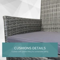 Outsunny 2 Piece Patio Armchair Wicker Chair Outdoor Modern PE Rattan w/ Cushion Grey(m-6)