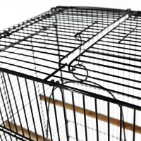PawHut 28"H Steel Bird Cage with Open Play Top, Perch, Feeding Bowl for Parrot Lovebirds Parakeets Cockatiels - Black(m-12)