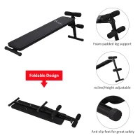 Soozier Folding Portable PRO Decline Sit Up Bench Fitness Ab Adjustable Height Black(m-3)