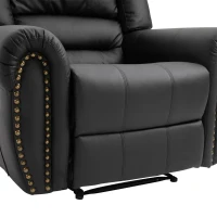 HOMCOM Recliner Chair Added Footrest Cushion Padded Seat Modern Nail Sofa PU Leather for Living Room Club Home Theater Seating, Black(m-16)