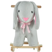 Qaba Kids Ride-On Rocking Horse Toy Rabbit Style Rocker Soft Plush Fabric for Children 36 Months(m-8)