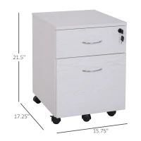 HOMCOM Two Drawer A4 Filing Cabinet Cupboard Office Storage Unit Lockable Rolling(m-3)