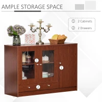 HOMCOM Kitchen Buffet Table Cabinet Storage Sideboard Server Console with Framed Acrylic Doors and Tabletop, Brown(m-4)
