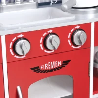 Qaba 2 in 1 Multifuction Kids Kitchen Play Set with Accessories Large Play Kitchen Red(m-16)