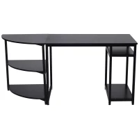 HOMCOM 2 Piece 65" Computer Desk Set Free-Combination Home Office Furniture Black(m-8)