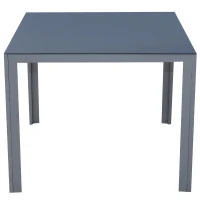 Outsunny 34"x34" Garden Table Dining Desk Tempered Glass Tabletop Backyard Aluminum(m-2)