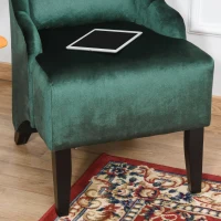 HOMCOM Retro High Back Upholstered Accent Chair Armless Velvet Living Room Chair with Curved Backrest and Birch Legs, Green(m-9)