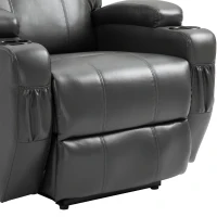 HOMCOM Electric Power Massage Recliner Chair PU leather w/ 8-Point Vibration Waist Heating, USB Port, Dark Grey(m-10)