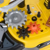 Qaba Play Toy Workbench for Kids 64 Pieces Tools Plus Case Storage Shelf  Construction Tool Accessories Playset Construction Pretend Play Toy Kit Yellow Grey(m-14)
