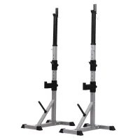 Soozier 2-Piece Pair Steel Height Adjustable Barbell Squat Rack and Bench Press 23" x 29.75" x 69.25"(m-1)