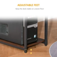 HOMCOM L-Shaped Home Office Desk with Bottom Tower Shelf, 3 Cube Shelves, Computer Writing Desk with Metal Frame, Walnut Brown(m-6)