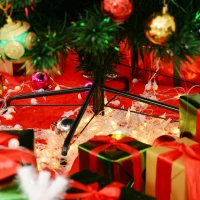 HOMCOM 7ft Tall Pre-Lit Artificial Fiber Optic LED Lighted Christmas Tree(m-15)