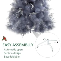 HOMCOM 5FT Christmas Tree Artificial Classic Tree Holiday Indoor Decoration, with Mental Support 222 Tips, Grey(m-6)