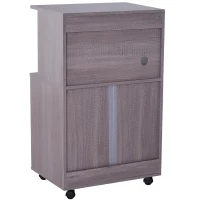 HOMCOM Microwaves Cart on Wheels with Storage Shelf and Cabinet Grey Wood Grain(m-6)