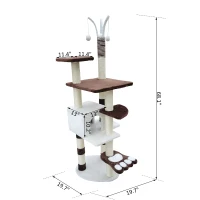 PawHut New 68" Cat Tree Scratcher House Condo Furniture Scratching Post Cando(m-3)