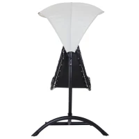Outsunny Outdoor Patio Porch Hanging Sky Swing Chair dream chair lounger hammock with Stand and Waterproof Canopy – Cream & Black(m-5)