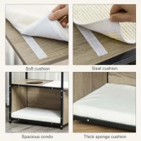 PawHut 48" H Cat House Cat Activity Tower Shelf Furniture with 3 Climbing Platforms, 1 Condo, Scratch Pad and Removable Cushions, Grey/Black(m-5)