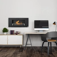 HOMCOM Ethanol Fireplace, 43.25" Wall-Mounted 0.73 Gal Stainless Steel Max 323 Sq. Ft., Burns up to 4 Hours, Black(m-8)