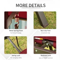 Outsunny 3-Seat Patio Swing Chair, Converting Flatbed, Outdoor Porch Swing Bed Glider with Adjustable Canopy, Removable Cushions, Pillows for Garden, Poolside, Backyard, Red(m-7)