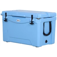 Outsunny 50 Quart Heavy Duty Ice Cooler Outdoor Insulated Cooling Box Easy Portable Cooling Bin Blue(m-1)