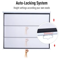 HOMCOM 100" Projector Screen Diagonal Manual Pull Down Projection Screen 4:3 16:9 Format Home Theater(m-4)