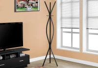 Monarch 72" Contemporary Modern 3-Hook Metal Coat Tree Hanger Rack - Black Finish(m-2)