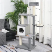 PawHut Multi-Level Cat Tree Condo with Sisal-Covered Scratching Posts, Sleeping House, and Fun Laying Basket for Kittens(m-2)