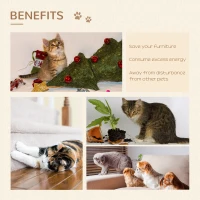 PawHut Cat Tree 5PCs Pet Wall-mounted Climbing Frame Shelf Set Kitten Perch Activity Center with Hammock, Scratching Post, Jumping Platform, Condo Light Brown(m-7)