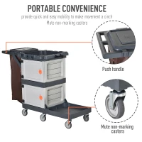 HOMCOM Commercial Janitorial Cleaning Cart Housekeeping Trolly for Hotel  Restaurant(m-5)