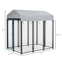 Pawhut 6' x 4' x 6' Large Outdoor Dog Kennel Galvanized Steel Fence with UV-Resistant Oxford Cloth Roof & Secure Lock(m-3)