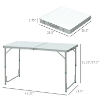 Outsunny 47" Aluminum Lightweight Portable Folding Easy Clean Camping Table with Carrying Handle(m-3)