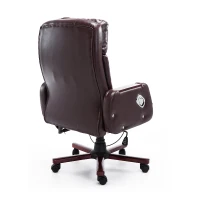 HOMCOM Faux Leather Reclining Office Chair Seat with Adjustable Backrest (Brown)(m-5)