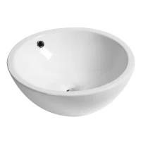 kleankin 18" x 18" Bathroom Vessel Sink, Porcelain Round bowl Art Design Basin Above Counter Ceramic Bathroom Vanity Sink, White(m-9)