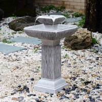 Outsunny 2-tier Water Fountain Feature Cascade Classical LED Light Effect Patio(m-1)