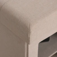 HOMCOM Modern Folding Shoe Storage Bench with Flipping Lid, Ottoman Bench for Bedroom & Hallway with 9 Cubes, Beige(m-10)